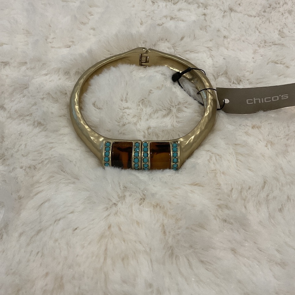Chico’s Gold and Amber Jasmine Bangle Bracelet